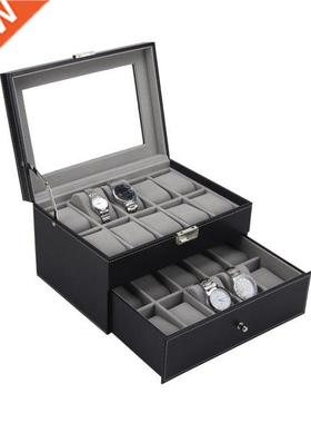 PU Leather Double Layers 20 Grids Slots Watch Box Watches Co