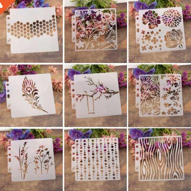 2021 New 9pcs/set Tree Airbrush Painting Stencil  Scrapbo 五金/工具 电机配件 原图主图