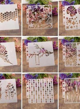2021 New 9pcs/set Tree Airbrush Painting Stencil  Scrapbo
