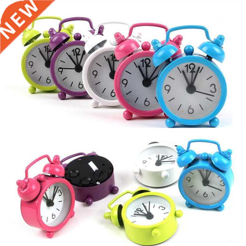 Mini Alarm Clock Electronic Round Number Double Bell Desk Ta