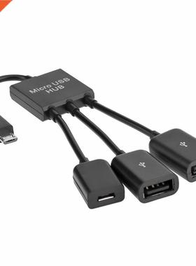 Black Mini 3 in 1 Micro USB Power Charging Host OTG Hub Cab