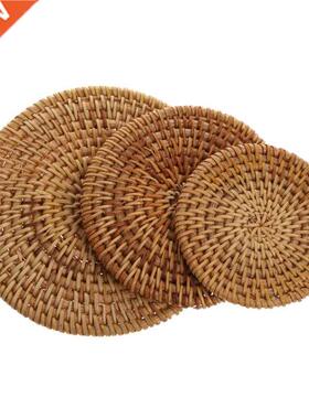 Handmade Rattan Mat Coasters Tea Coffee Drinks Pot Cushion P
