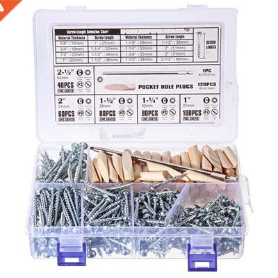 482Pcs 25-64Mm Self Tapping Pocket Hole Screw Project Kit SQ