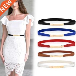 Elastic Thin Ladies Dress Belt Black Red White Skinny Women
