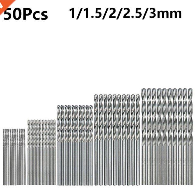 50pcs Titanium Coated HSS Drill Bits Set 1/1.5/2/2.5/3mm Hig-封面