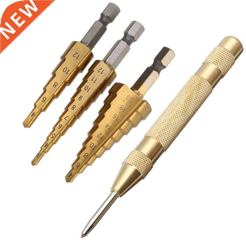3pcs Hex HSS Step CoTitanium Drill Bits Hole Cutter + Automa