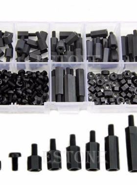 180 pcs Nylon Black Hex M-F Spacers/ Screws/ Nuts Assorted
