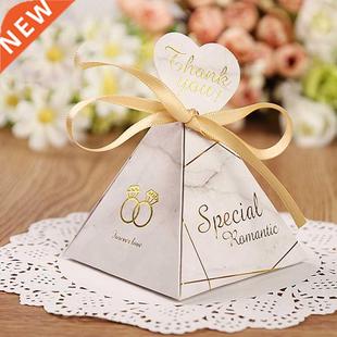 Triangular Pyramid Marble Candy Box Wedding Favors and Gifts