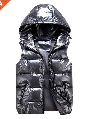 Women Winter Vests Hooded 2021 New Short Bright Color Vest C