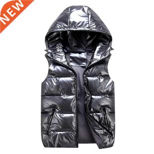 Women Winter Vests Hooded 2021 New Short Bright Color Vest C