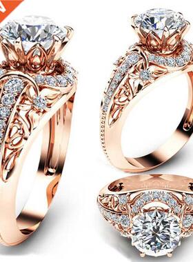 14K Rose Gold color Microinlaid Diamond Ring Ladies Ring wit