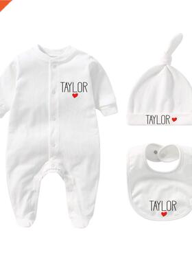 Personalized Newborn Outfit with Hat + Bib clothes set Custo