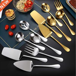 Stainless Steel Golden Serving Spoon Western Restaurant Publ