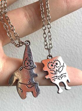 2pcs/set Best Friends Lover Couple Matching Pendant Necklace