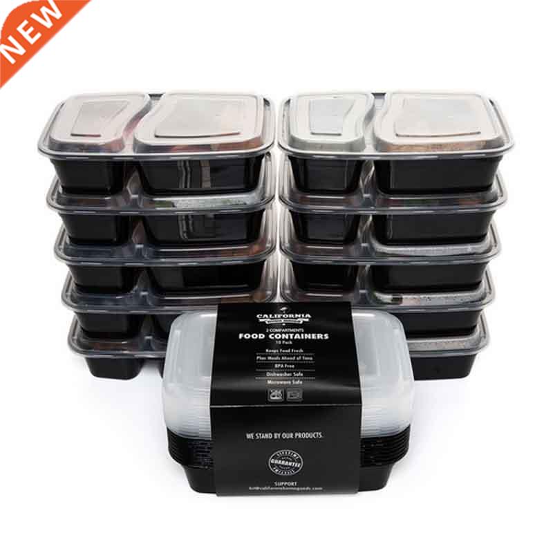 10 Pcs Plastic Reusable Bento Box Meal Storage Food Prep Lun