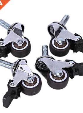 4Pcs Mini Small Casters 1 Inch M8X15Mm Tpe Silent Wheels Wit