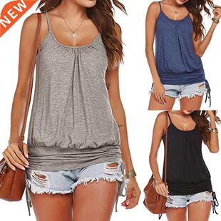 2021 Ladies Shirt Women Spaghetti Strap Vest Summer Sleevele