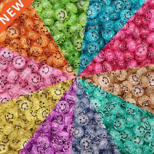 Oval Acrylic Face Pack Smiley 10mm Beads 50Pcs Spacer