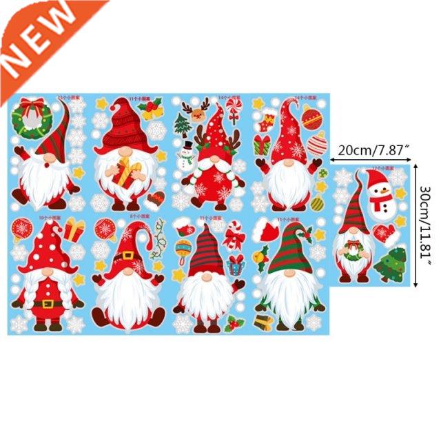 9 Sheet Christmas Decorations Window Decals Tomte Gnome Clin