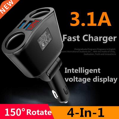Car Cigarette Lighter Socket Splitter Adapter 3.1A USB Charg