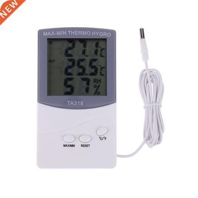 Indoor Thermometer Hygrometer LCD Indoor 1.5m Cable Probe Te