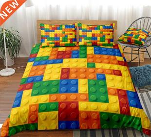Set Dot Cover Print Comforter Bedding Blocks Toy Building