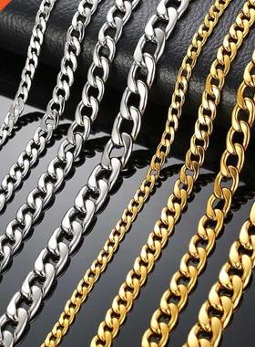 Solid Necklace Curb Chains Link Men Choker Stainless Steel M