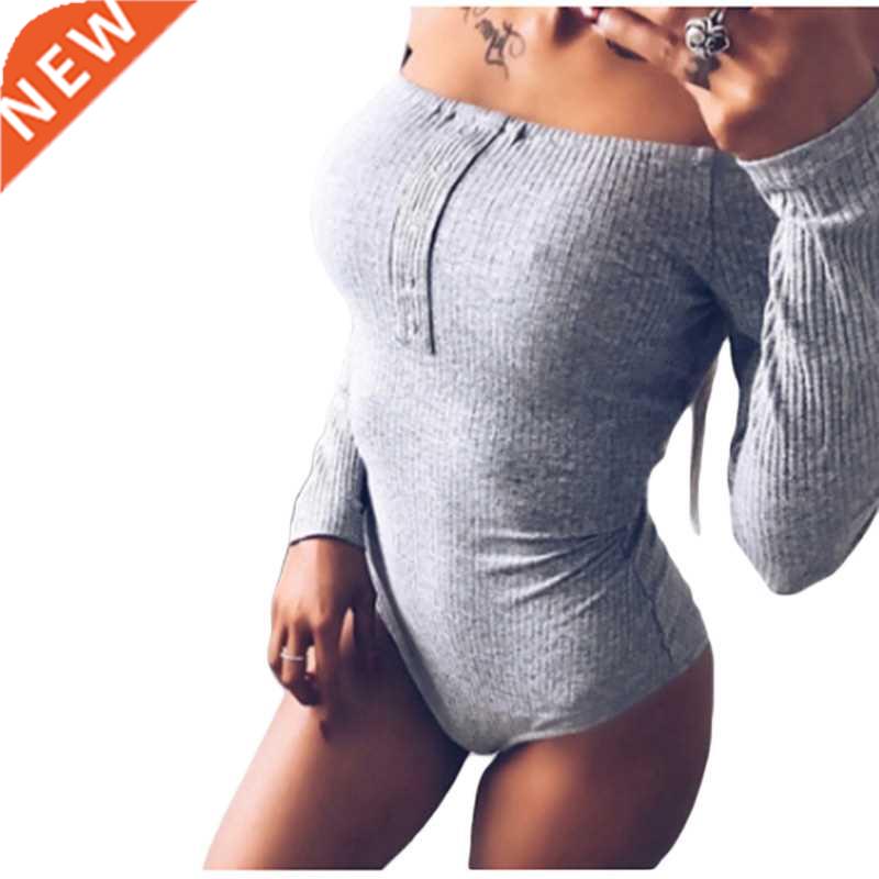 2019 Rompers Long Sleeve Bodycon Slash Neck Winter Jumpsuit