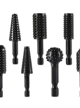 7 Pieces Wood Carving File Rasp Drill Bit 6.3mm(1/4) Reamin
