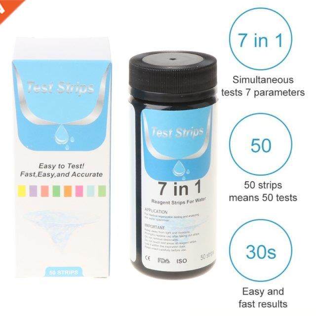50 Pcs Water Test Strips 7-in-1 Aquarium Water Quality Test