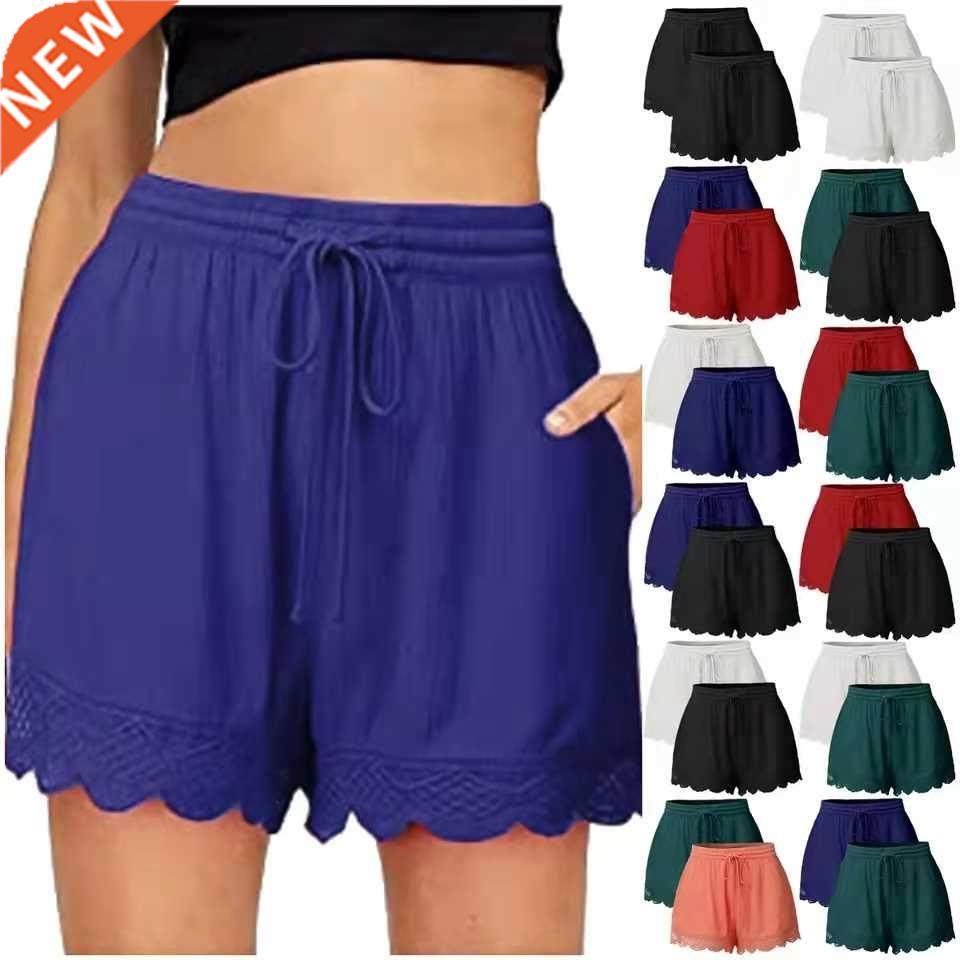 5XL summer fashion ladies Loose Lace shorts women plus size