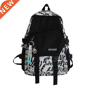 Backpack Letter rend Men Print Nylon Backpacks Cool School