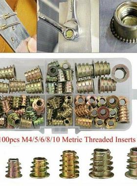 100 Pcs Hex Socket Screw Inserts Threaded Insert Nuts Assort