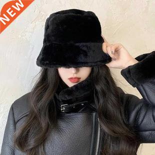 Hat Fashion Fleece Winter Wome Woolen Bucket Warm 2021 Thick