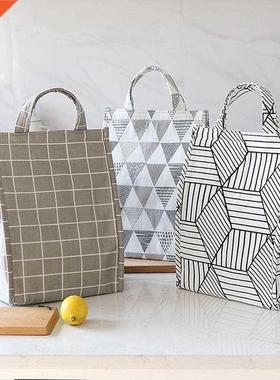 Portable Grid Insulated Lunch Picnic Tote Cooler Bag Bento B