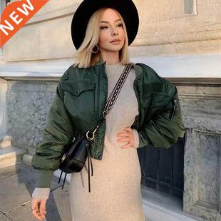 autumn winter jackets stylish women short lady green 2020