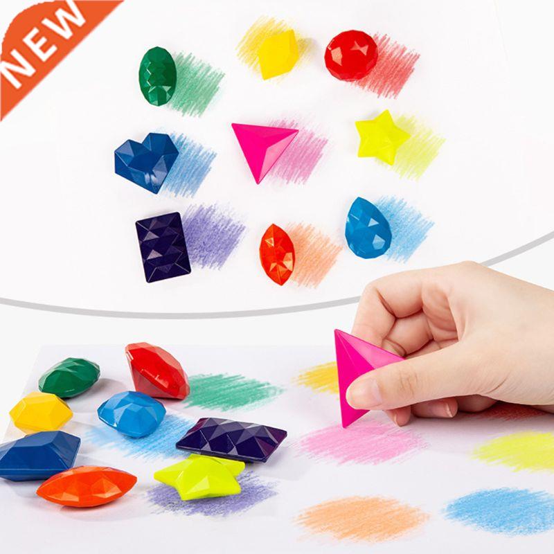 9 Colors Diamond Shape Crayons Non Toxic Washable Painting D