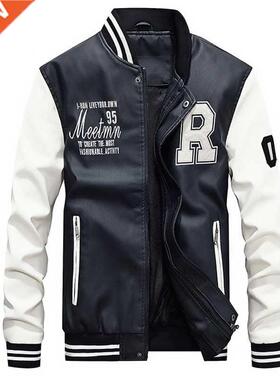 Brand New PU Leather Jacket Men Wool Liner Fleece Warm Patch