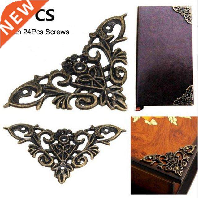 12pc Bronze Furniture Corner Brackets Jewelry Chest Wine Cas