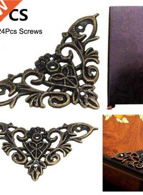 12pc Bronze Furniture Corner Brackets Jewelry Chest Wine Cas