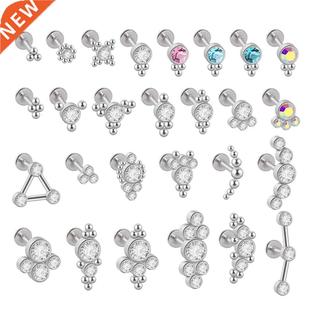 16G Lip G23 Labret Titanium&Steel Triangle 1PC Gem