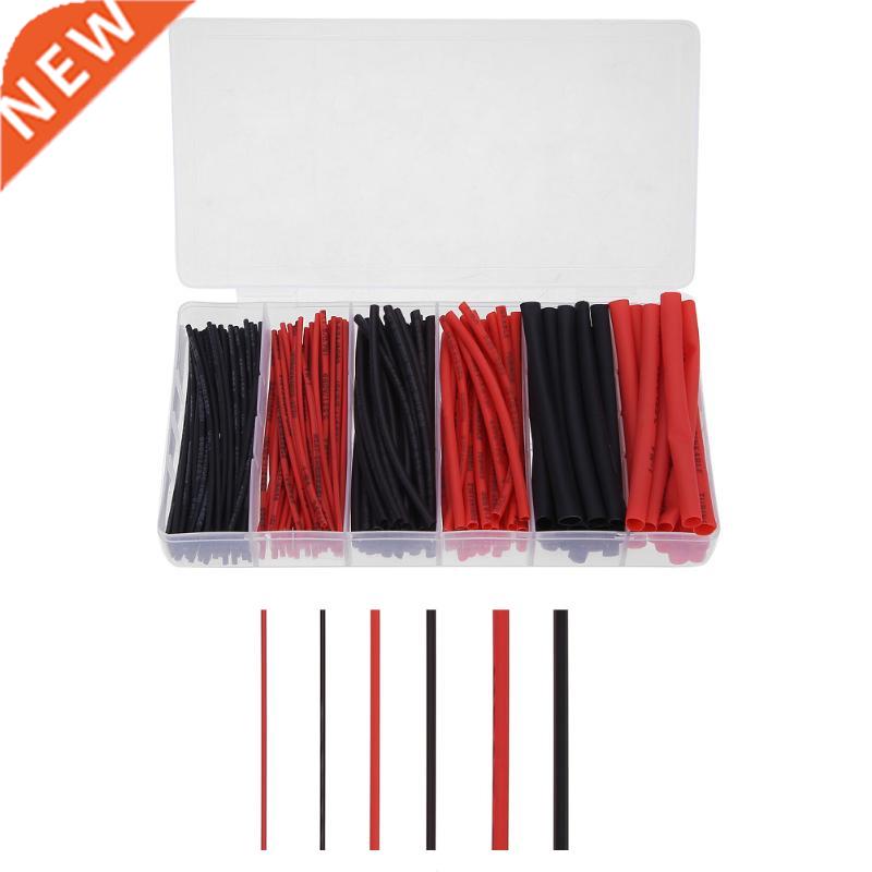 190Pcs 3 Sizes Red Black Polyolefin Shrinkage Ratio 2:1 Insu