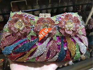 Pink Gold Clutch Women Bag Crystal Silver Color XIYUAN Green