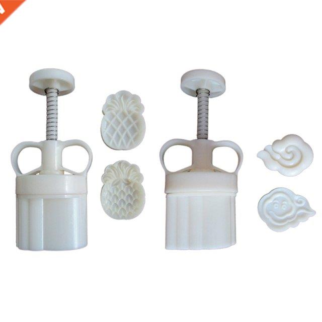 Barrel Mooncake Mold with 2 Pineapple Cloud Stamps Cookie Cu