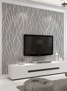 3D Gestreepte Niet-geweven Suède Behang Voor Mure