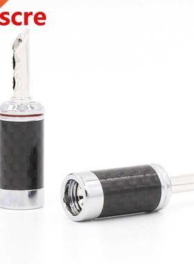 4pcs Rhodium Plated Carbon Fiber Speaker Cable Banana Termin