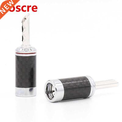 4pcs Rhodium Plated Carbon Fiber Speaker Cable Banana Termin
