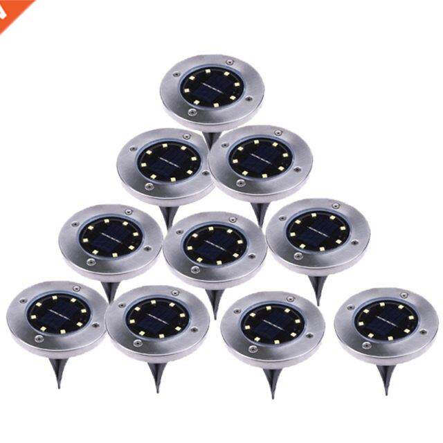 10Pcs Waterproof IP65 8 LED Solar Underground Lights Stainle