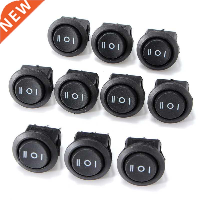 10Pcs AC 6A/250V 10A/125V ON/OFF/ON Snap in SPDT Round Boat