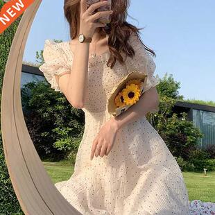 2021 Summer Floral Design Sweet Dress Short Sleeve Chiffon E